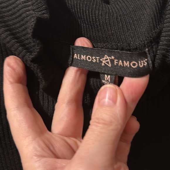 Almost Fabulous Elegant Black Dress w/Bishop Sheer Sleeves & Embroidered Flowers - Picture 3 of 8